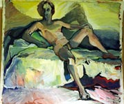 Painting by Julie Watt – 6ft x 5ft - model Andrea Bardi.