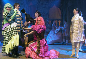 Harlow Playhouse. Cinderella Design - Malvern Hostick Copyright ©. James Miller (Fatima.) Stuart Simpson (Fanny.)