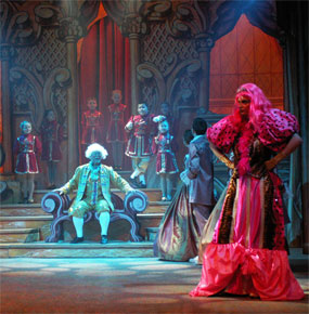 Harlow Playhouse. Cinderella Design - Malvern Hostick Copyright ©. Martin Bedwell (King of France).