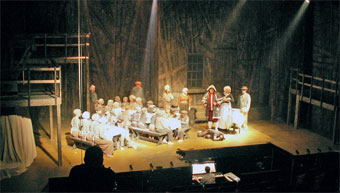 Harlow Playhouse. Oliver Design - Malvern Hostick Copyright ©. Technical rehearsal.